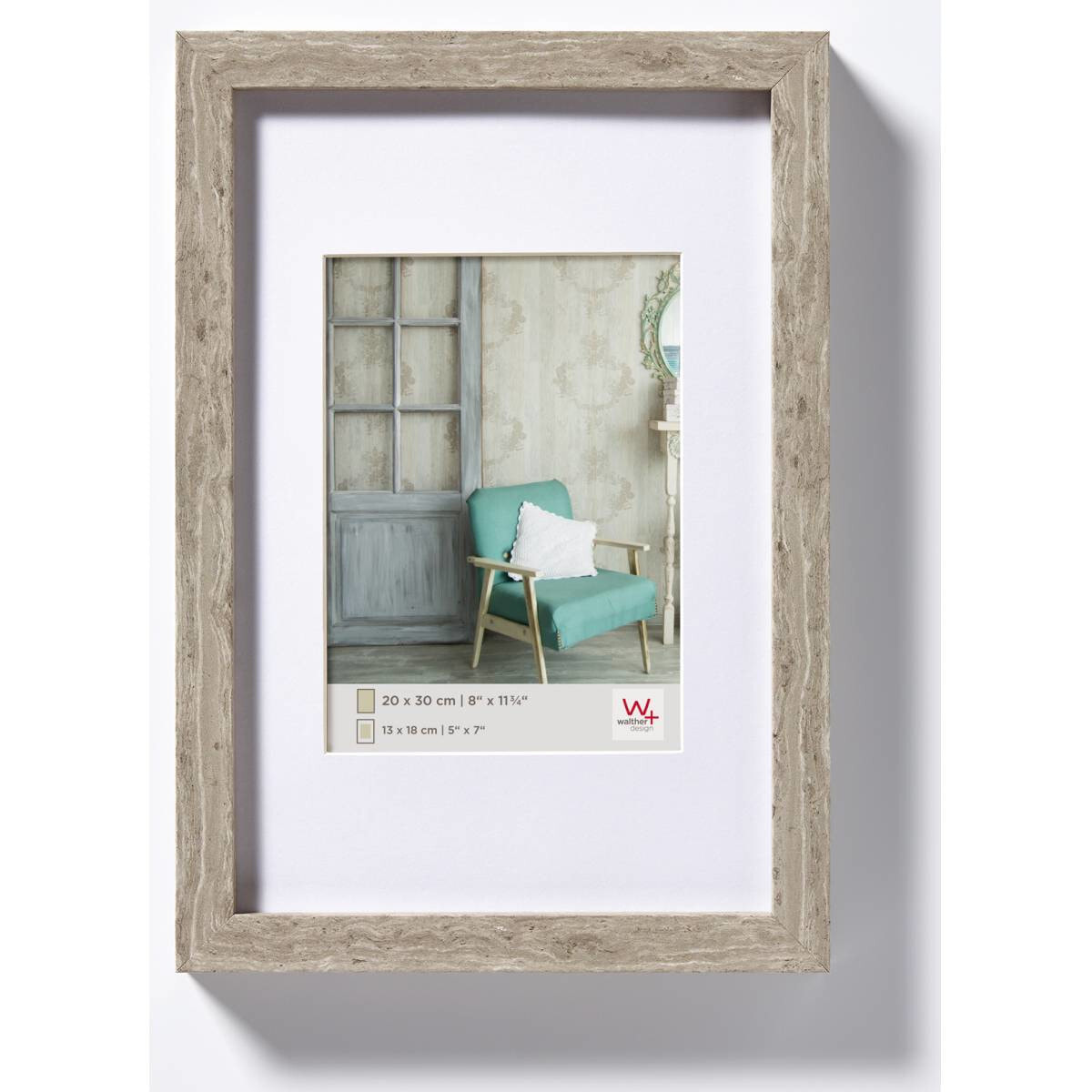 walther design EA030D - Wood - Grey - Single picture frame - 13 x 18 cm - Square - 230 mm