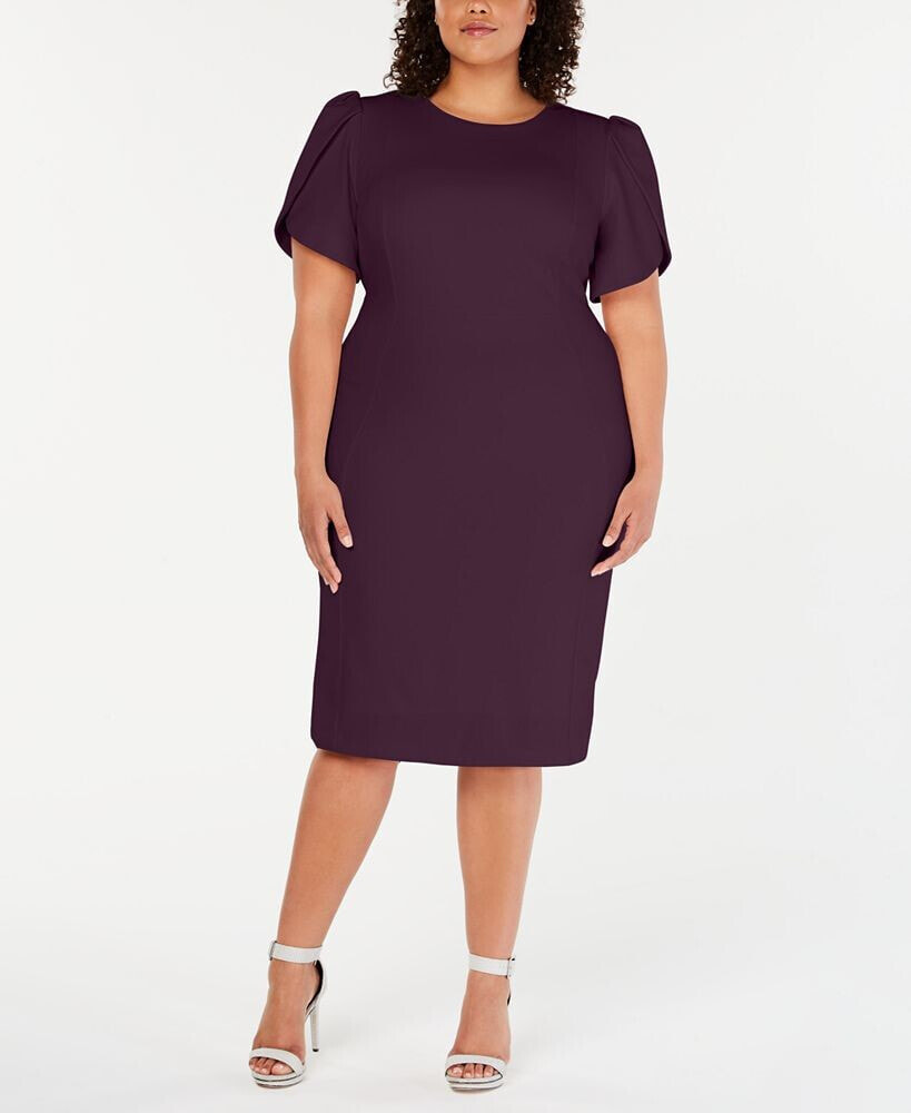 Plus Size Puff-Sleeve Sheath Dress