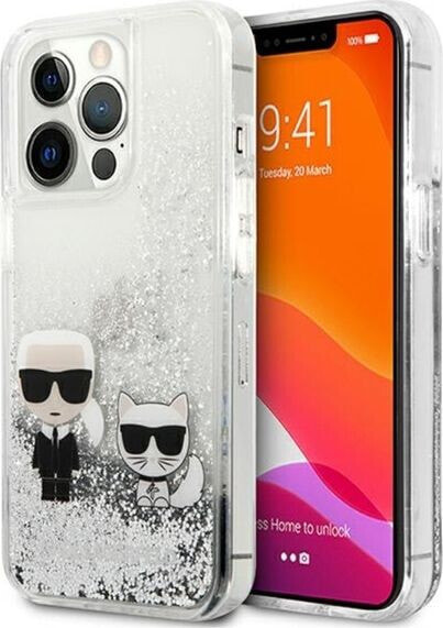 Karl Lagerfeld Etui Karl Lagerfeld KLHCP13XGKCS Apple iPhone 13 Pro Max srebrny/silver hardcase Liquid Glitter Karl&Choupette