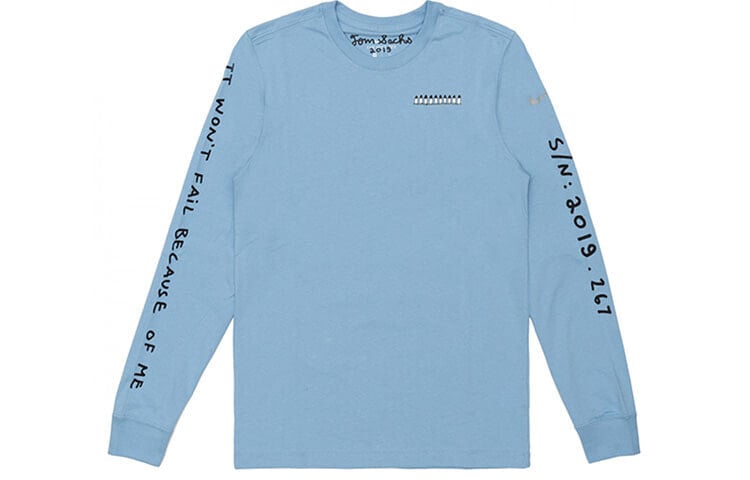 Nike x Tom Sachs Short-Sleeve T-Shirt 火星系列联名款 英文印花长袖T恤 情侣款 蓝色 / Футболка Nike x Tom Sachs Short-Sleeve T-Shirt CJ1699-468