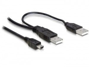 DeLOCK 2x USB2.0-A male / USB mini 5-pin USB кабель 1 m USB A Mini-USB B Черный 82447