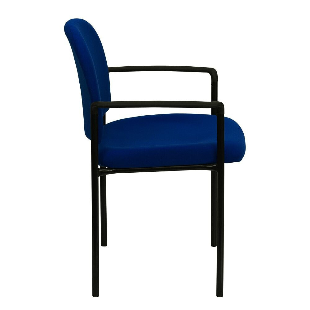 Flash Furniture comfort Navy Fabric Stackable Steel Side Reception Chair With Arms
