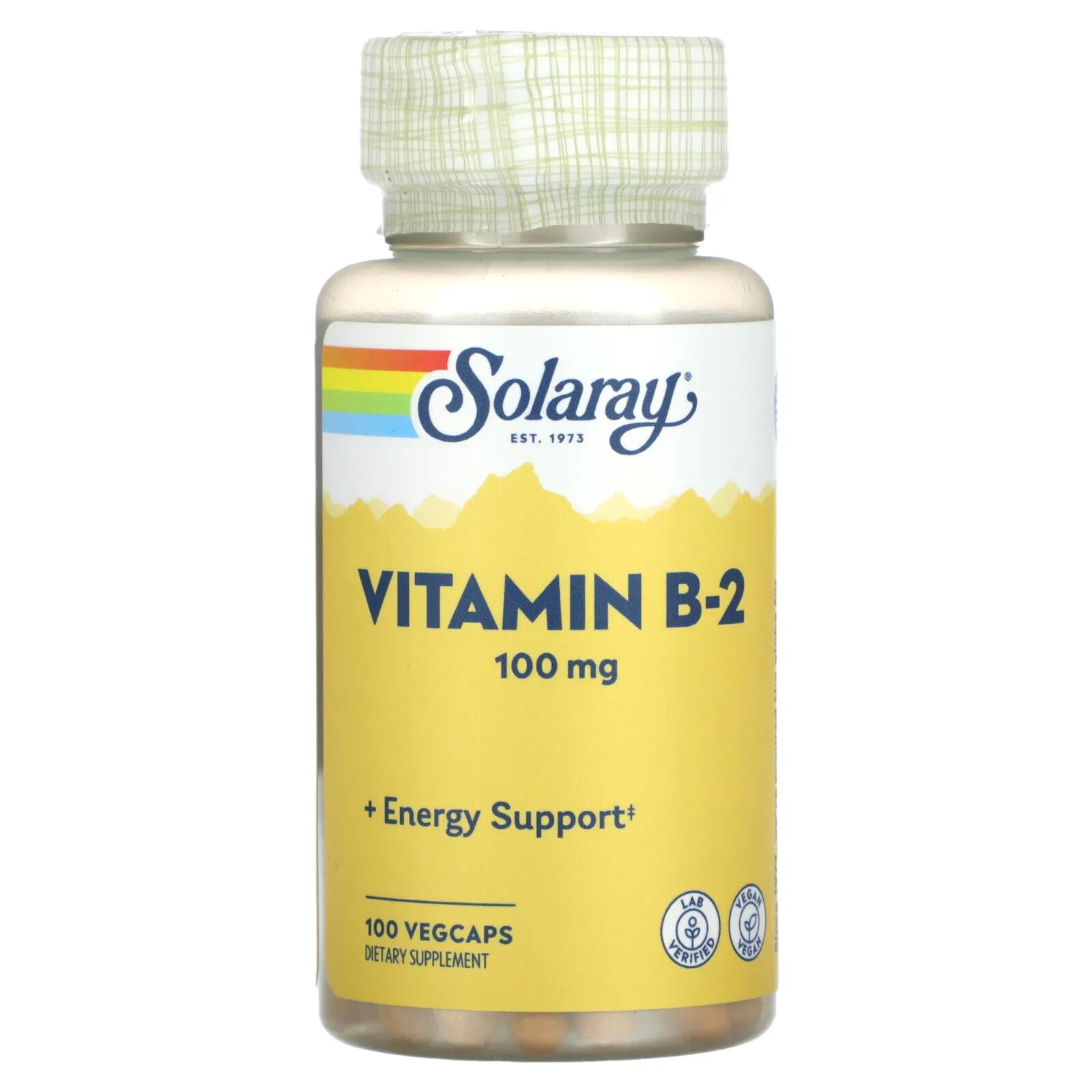 Solaray, Витамин B2, 100 мг, 100 VEGCAPS