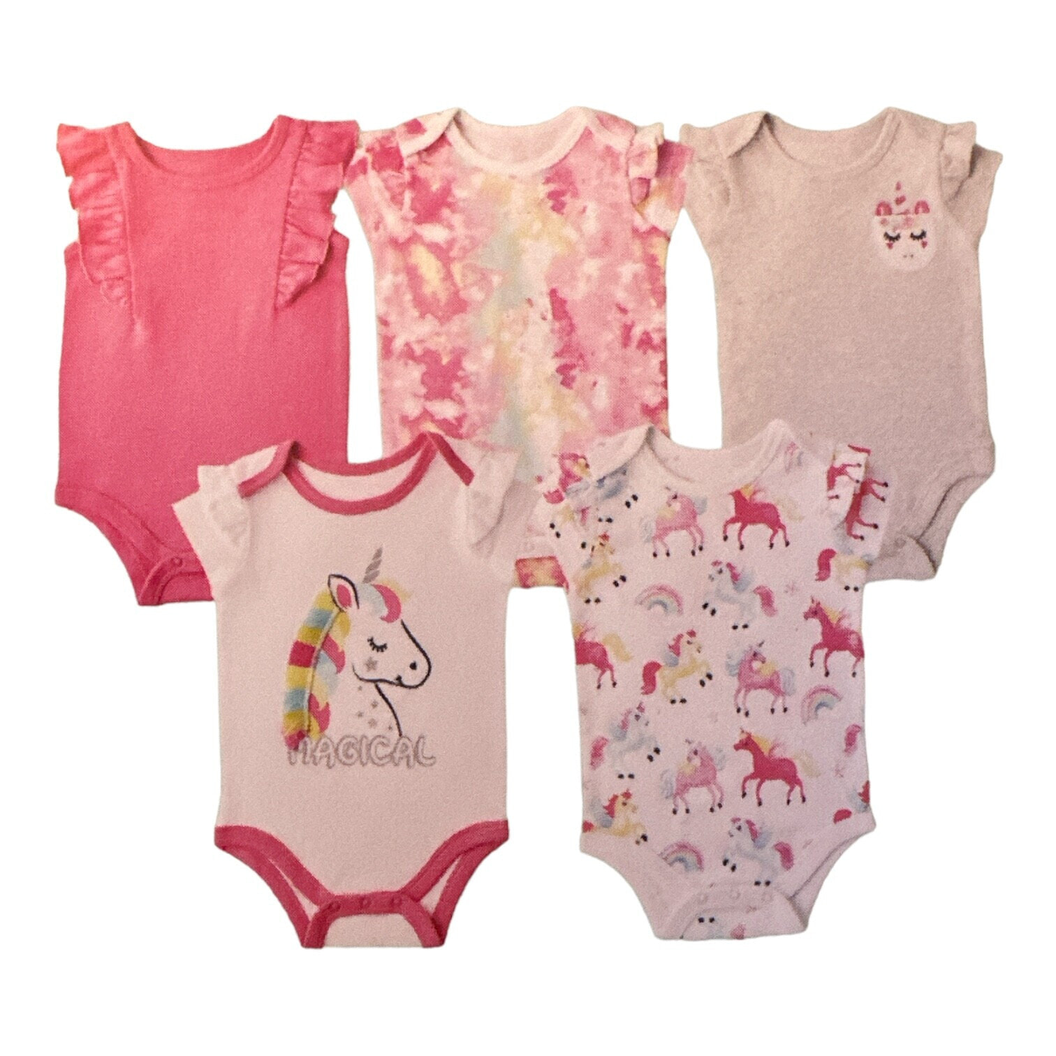 Member's Mark Baby Girl's Tag Free 5-Pack Favorite Cotton Bodysuits