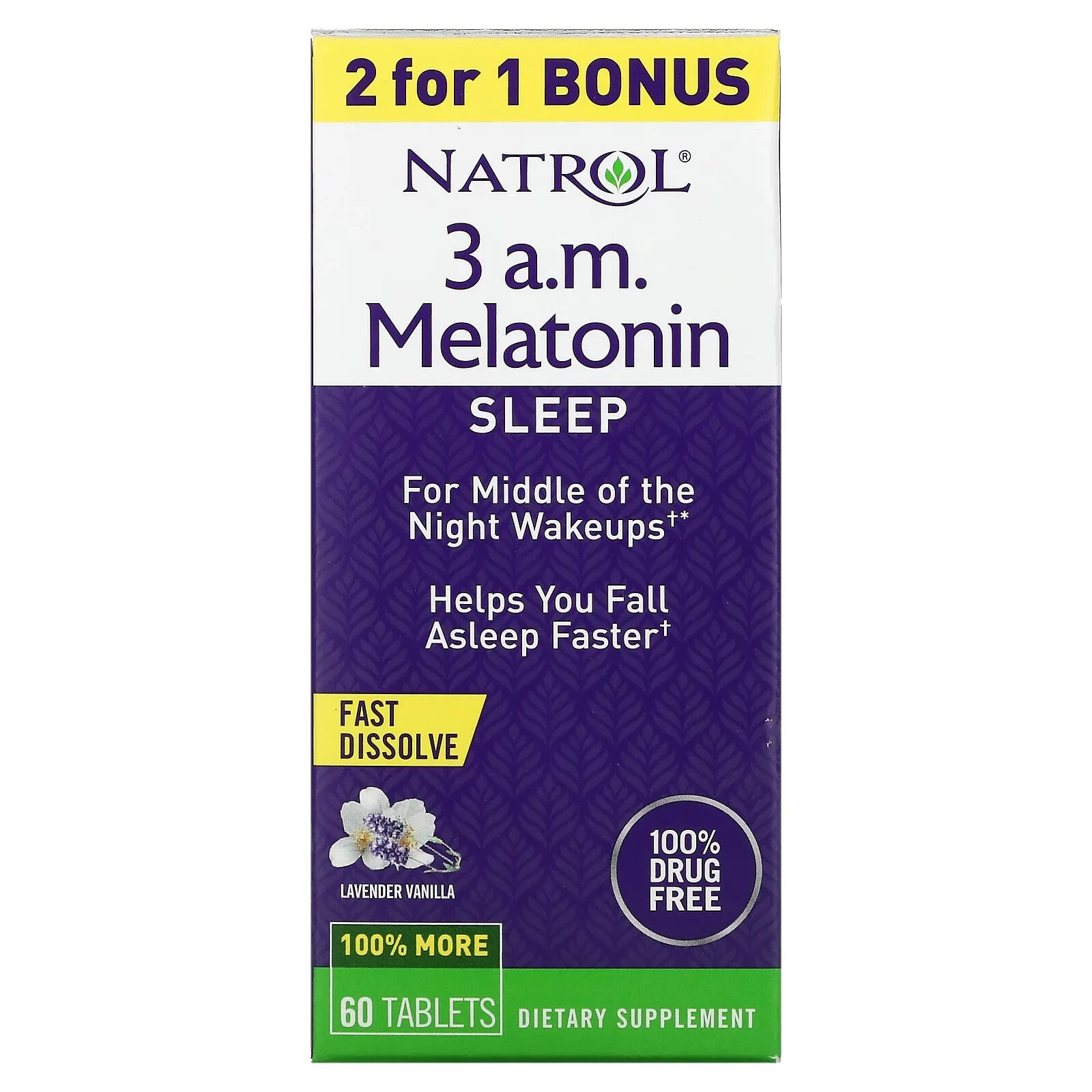 3 A.M. Melatonin, Sleep, Lavender Vanilla, 60 Tablets