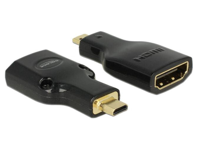 DeLOCK HDMI Micro-D/HDMI-A, M/F, 4K Micro-HDMI Черный 65664