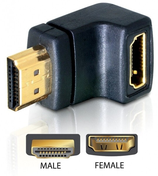 DeLOCK HDMI male > HDMI female 90° down HDMI 1.3 Черный 65071