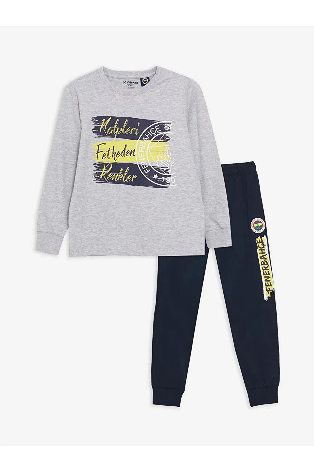 Aymira Giyimden Lisanslı Şık Fenerbahçe Baskılı Uzun Kollu Erkek Çocuk Pijama Takımı
