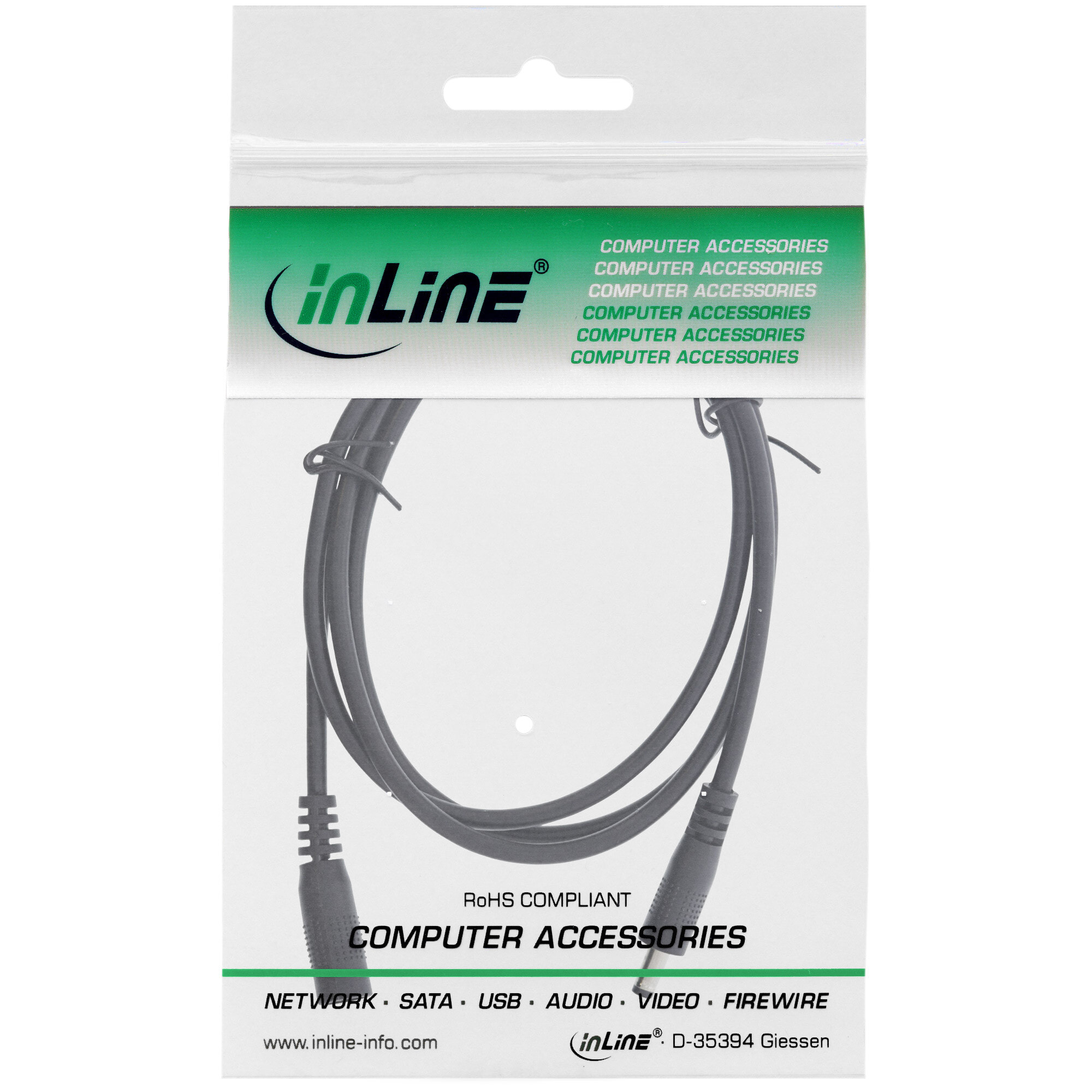 InLine DC extension cable - DC male/female 4.0x1.7mm - AWG 18 - black 2m - 2 m - 4.0 x 1.7 mm - 4.0 x 1.7 mm - 12 V - 11.6 A