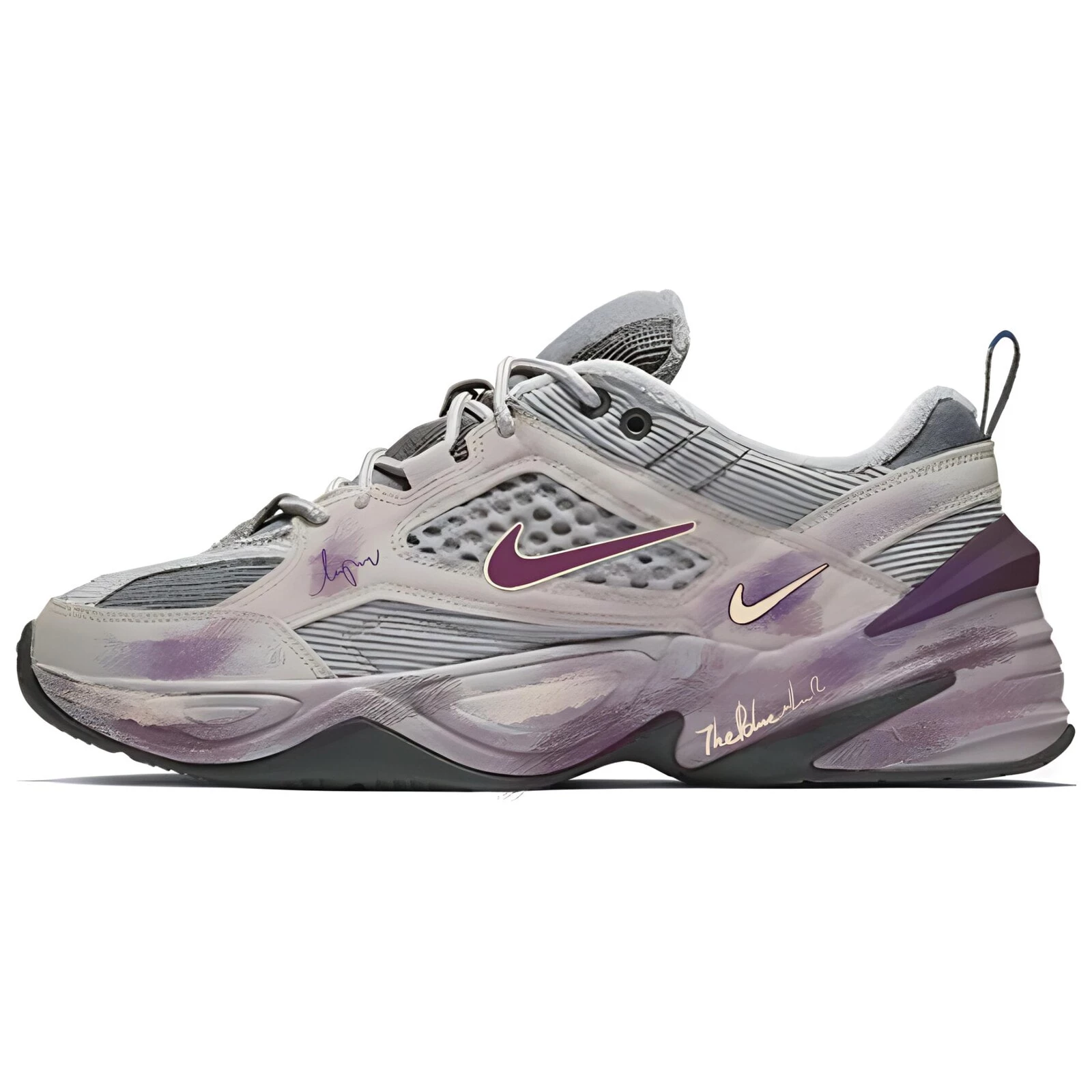 Nike M2K Tekno Anti-Slip Wear-Resistant Low-Top Chunky Sneakers Unisex Gray Purple