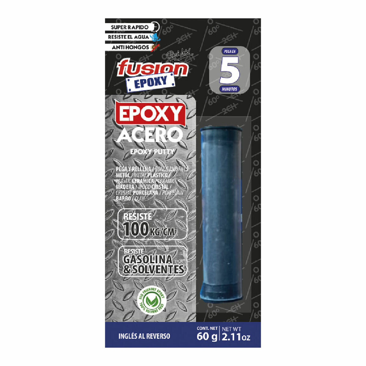Epoxy putty Fusion Epoxy Black Label Pl60e5a Steel 60 g