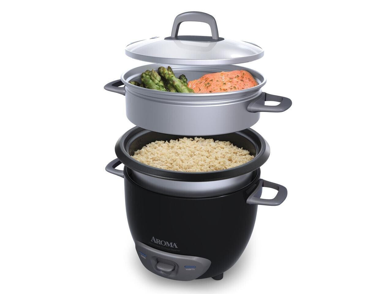 AROMA ARC-743-1NGB 3-Cup (Uncooked)/6-Cup (Cooked) Pot-Style Rice Cooker and Foo