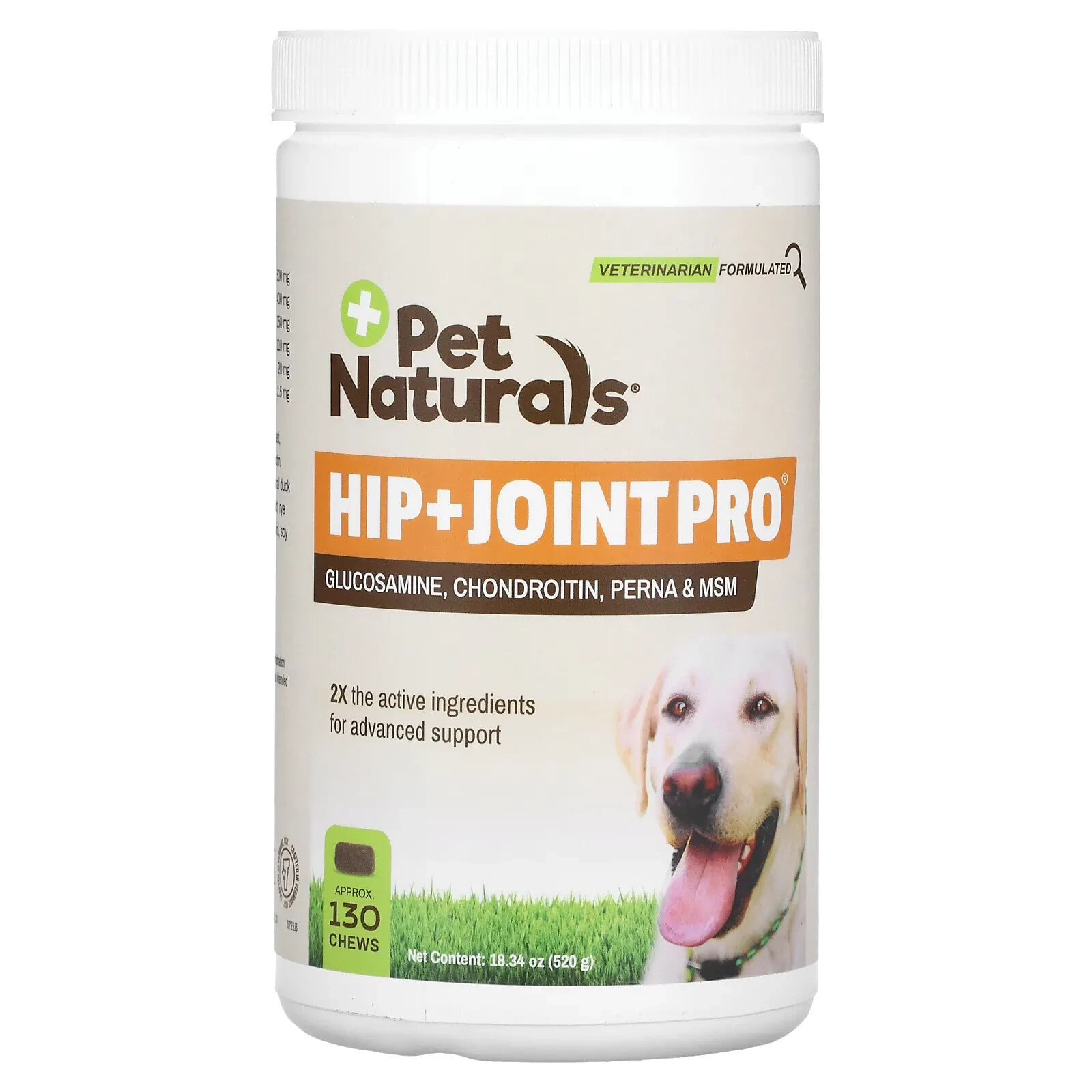 Pet Naturals, Hip + Joint Pro, For Dogs, 130 Chews, 18.34 oz (520 g)