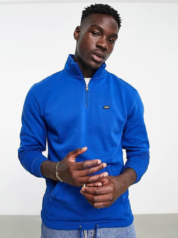 Vans – Versa Standard – Sweatshirt in Blau mit kleinem Logo und kurzem Reißverschluss