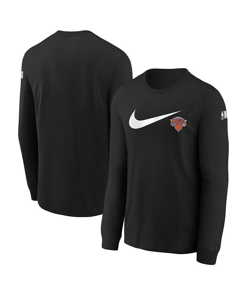 Nike big Boys Black New York Knicks Swoosh Long Sleeve T-shirt
