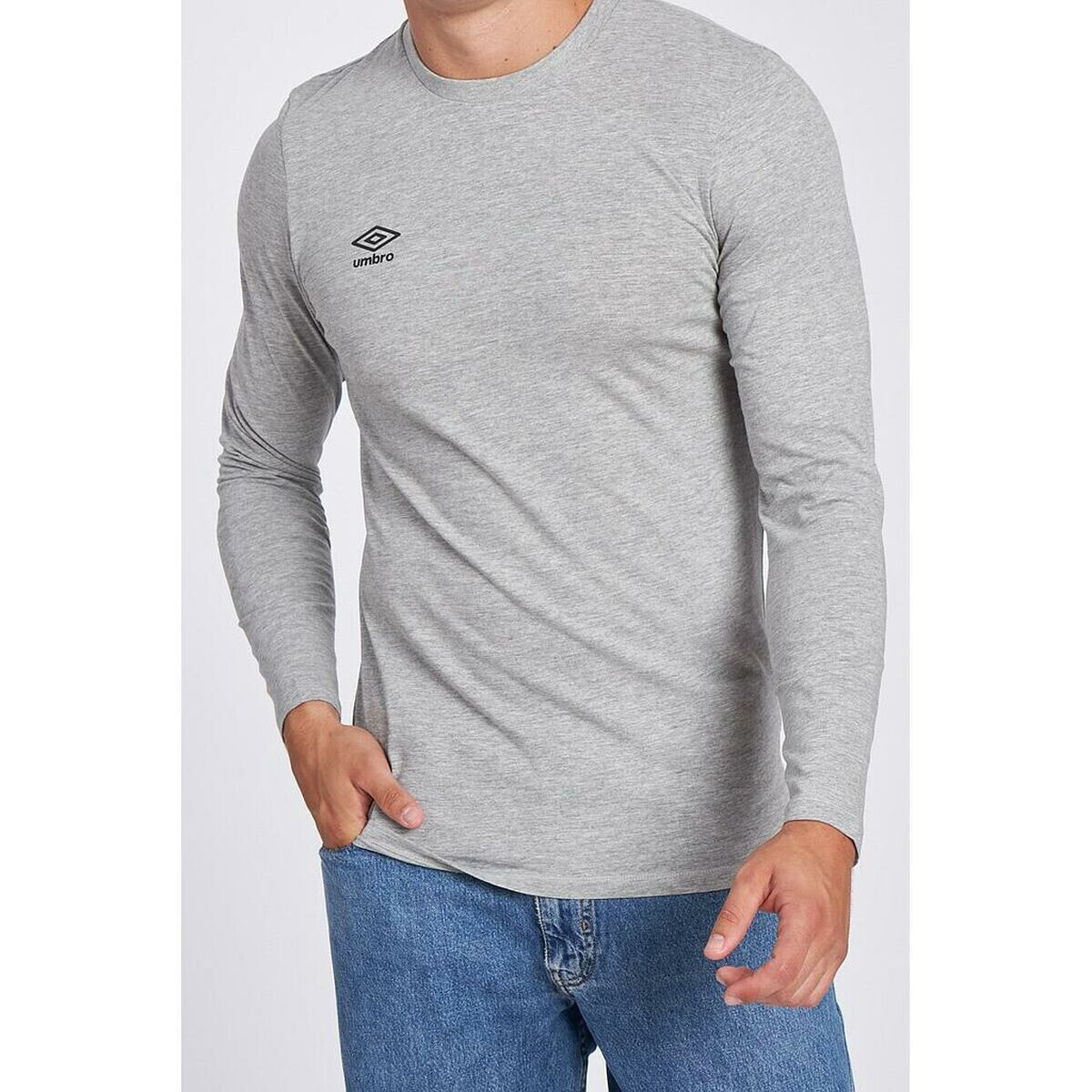 Men’s Long Sleeve T-Shirt Umbro SMALL LOGO LS TEE 65775U B43 Grey