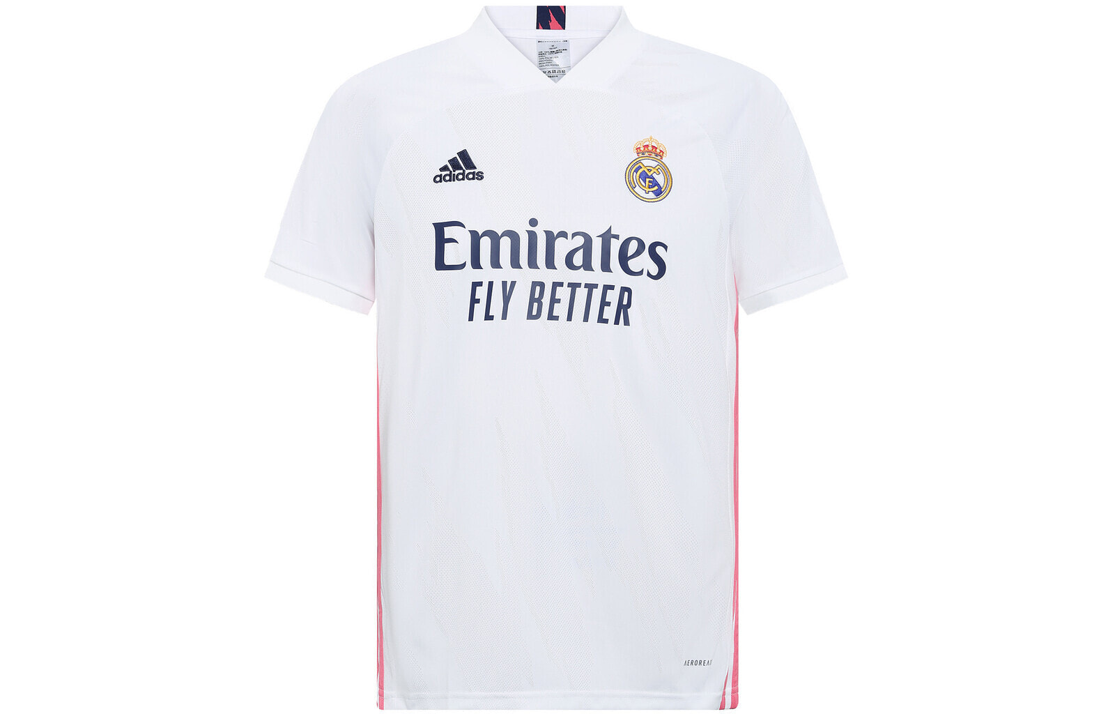 adidas 皇家马德里 20-21赛季 球迷版 主场 字母Logo条纹运动足球短袖球衣 男款 白色 / Adidas 20-21 FM4735