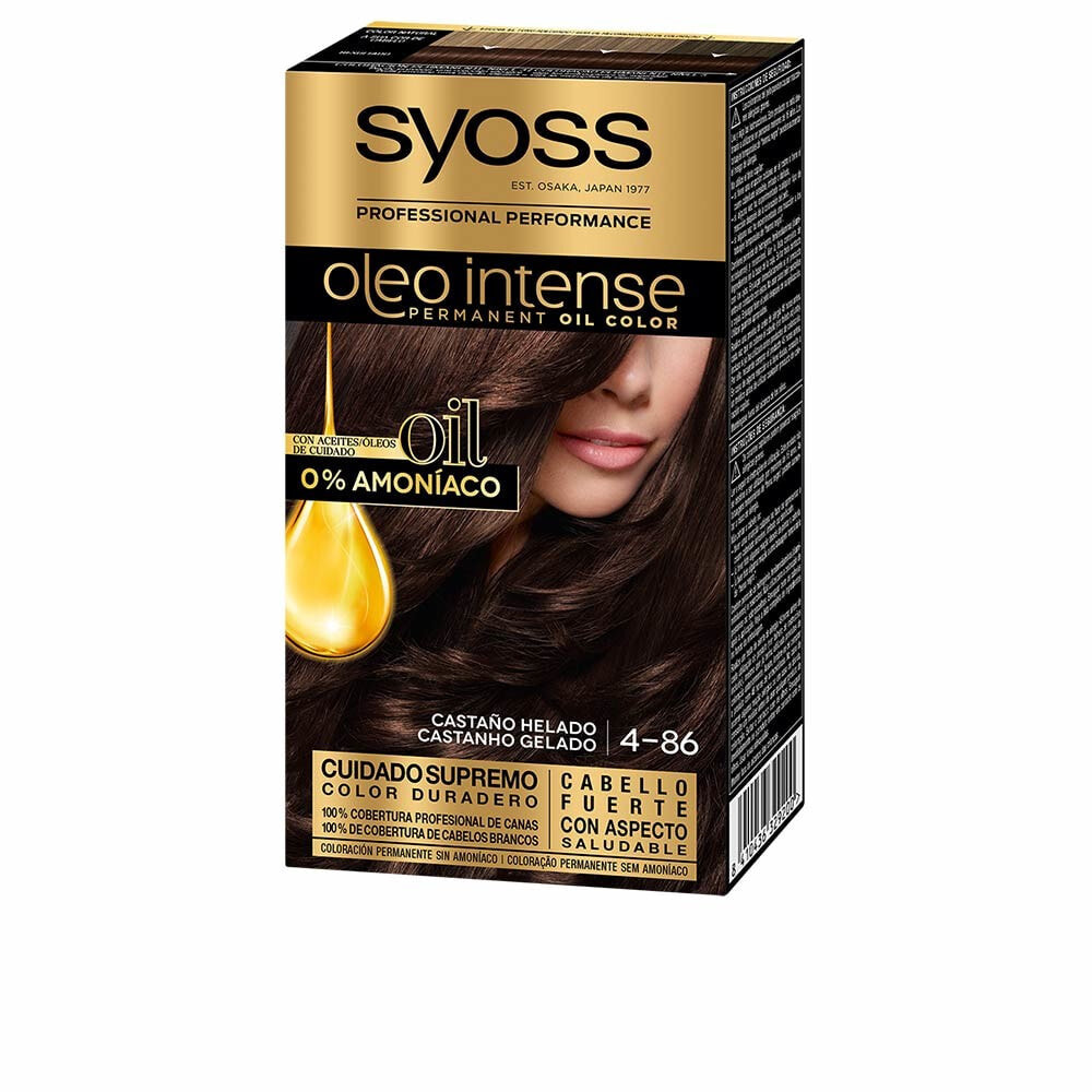 Syoss Olio Intense permanente Hair Color No.4.86 Iced Chestnut  Стойкая масляная краска для волос без аммиака, оттенок морозный каштан