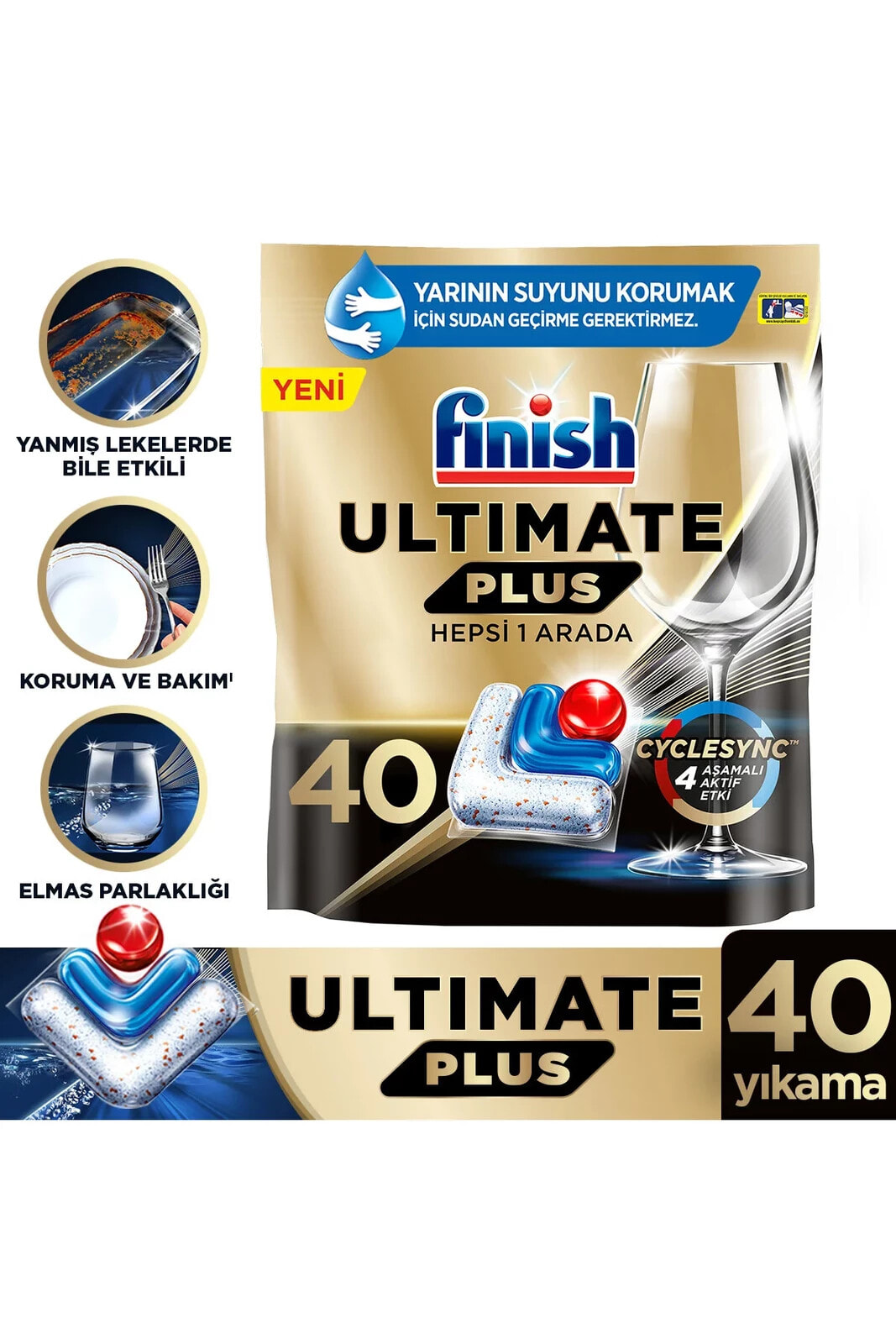 Ultimate Plus 40 Kapsül Bulaşık Makinesi Deterjanı Tableti