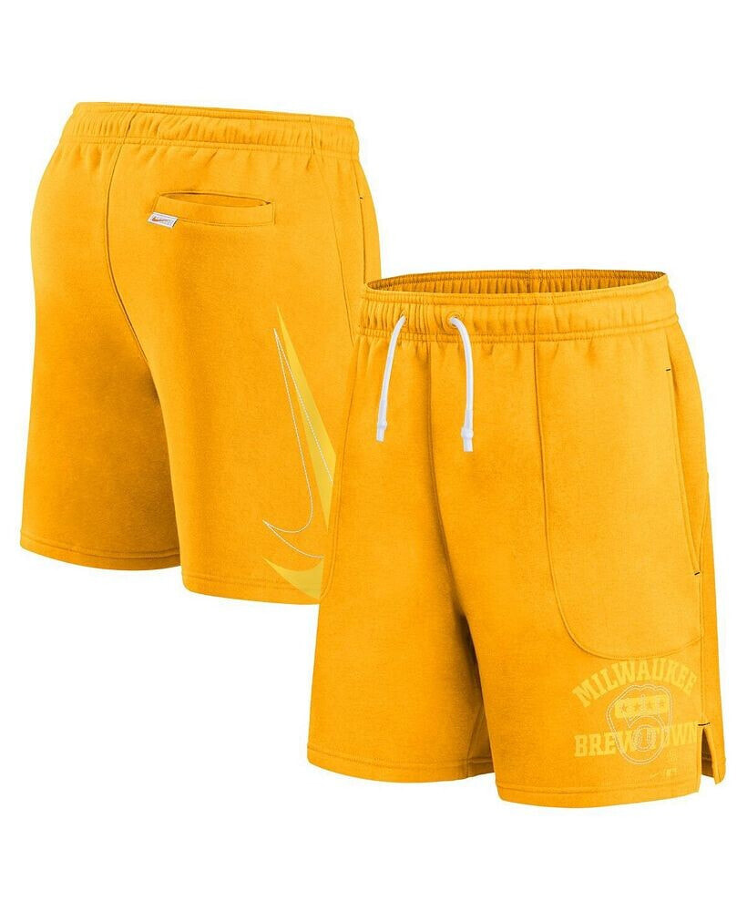 Nike men's Gold Milwaukee Brewers Statement Ball Game Shorts