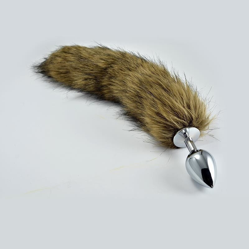 Плаг или анальная пробка LOVETOY Metal Butt Plug with Brown Fox Tail Size S