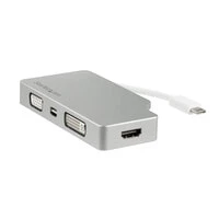 StarTech.com USB C Multiport Video Adapter with HDMI - VGA - Mini DisplayPort or DVI - USB Type C Monitor Adapter to HDMI 1.4 or mDP 1.2 (4K) - VGA or DVI (1080p) - Silver Aluminum - USB Type-C - DVI output - HDMI output - 1 - VGA (D-Sub) output - 3840 x 