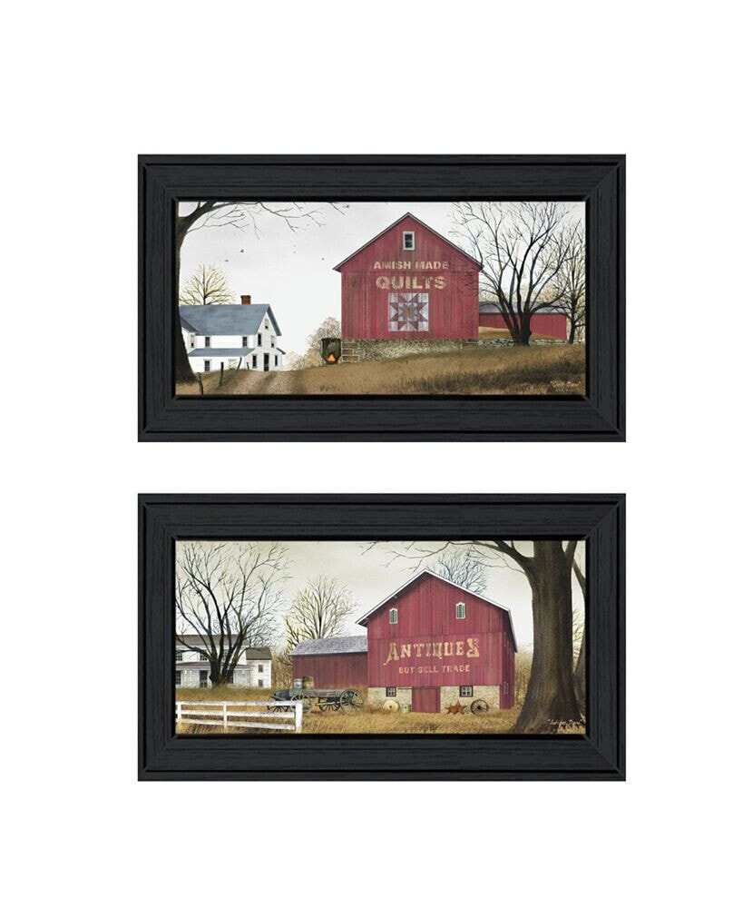 Antique Barn Quilt Barn 2-Piece Vignette by Billy Jacobs, Black Frame, 21
