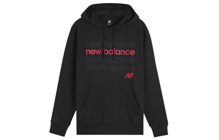 New Balance logo印花抽绳连帽长袖卫衣 男款 黑色 / Толстовка New Balance Logo AMT01916