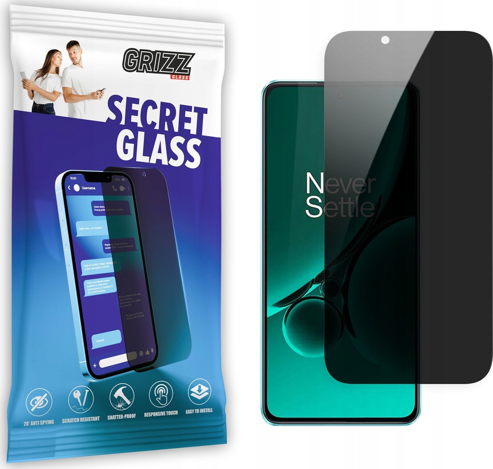 GrizzGlass Szkło prywatyzujące GrizzGlass SecretGlass OnePlus Nord CE 3