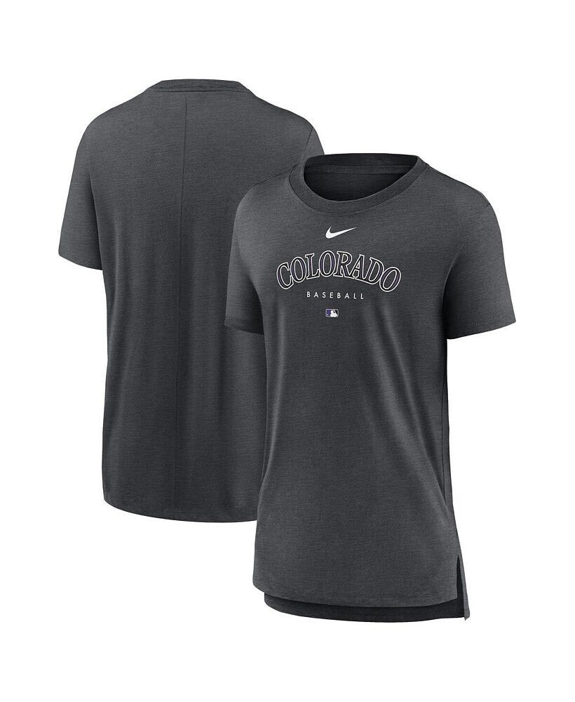 Nike women's Heather Charcoal Colorado Rockies Authentic Collection Early Work Tri-Blend T-shirt