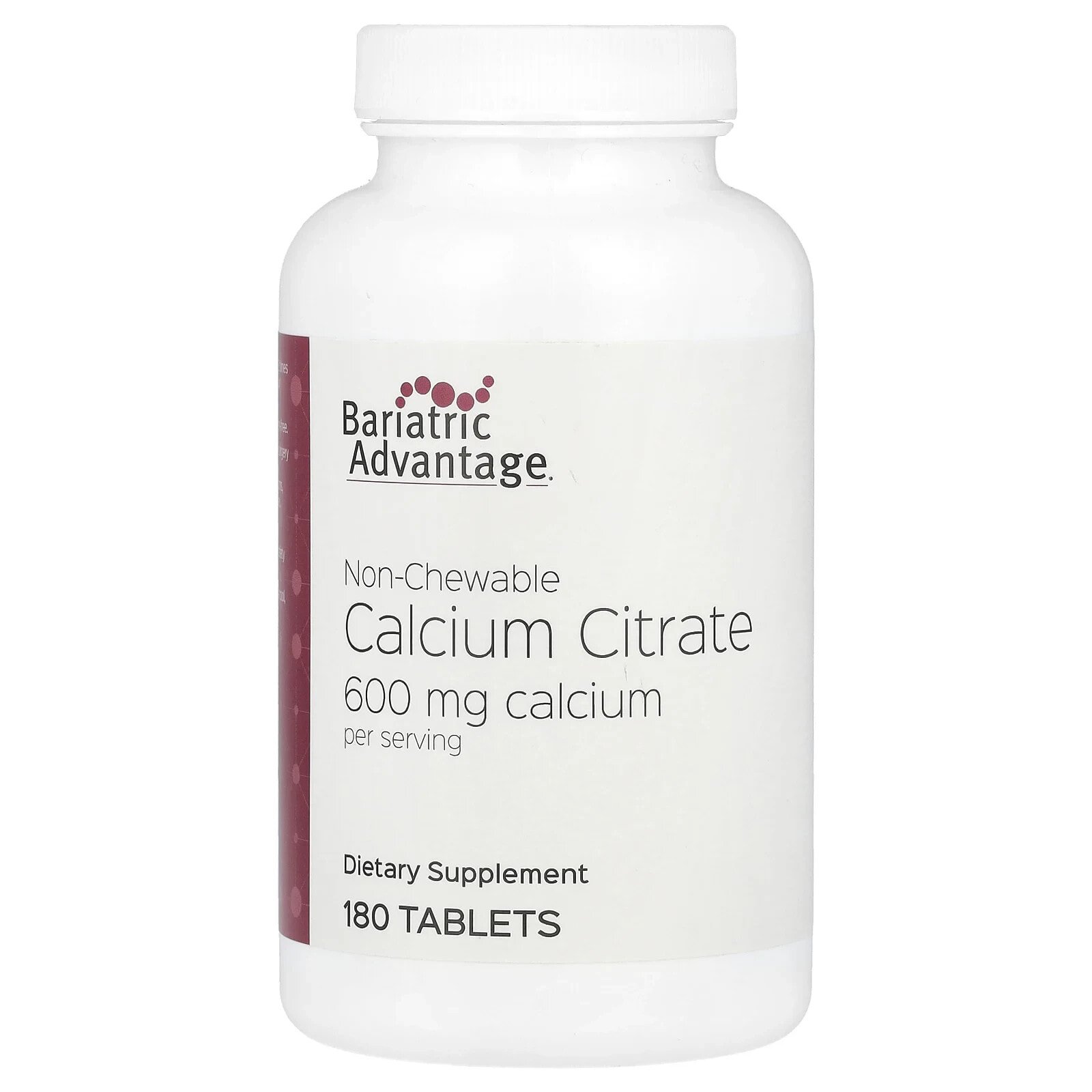 Non-Chewable Calcium Citrate, 600 mg, 180 Tablets (200 mg per Tablet)