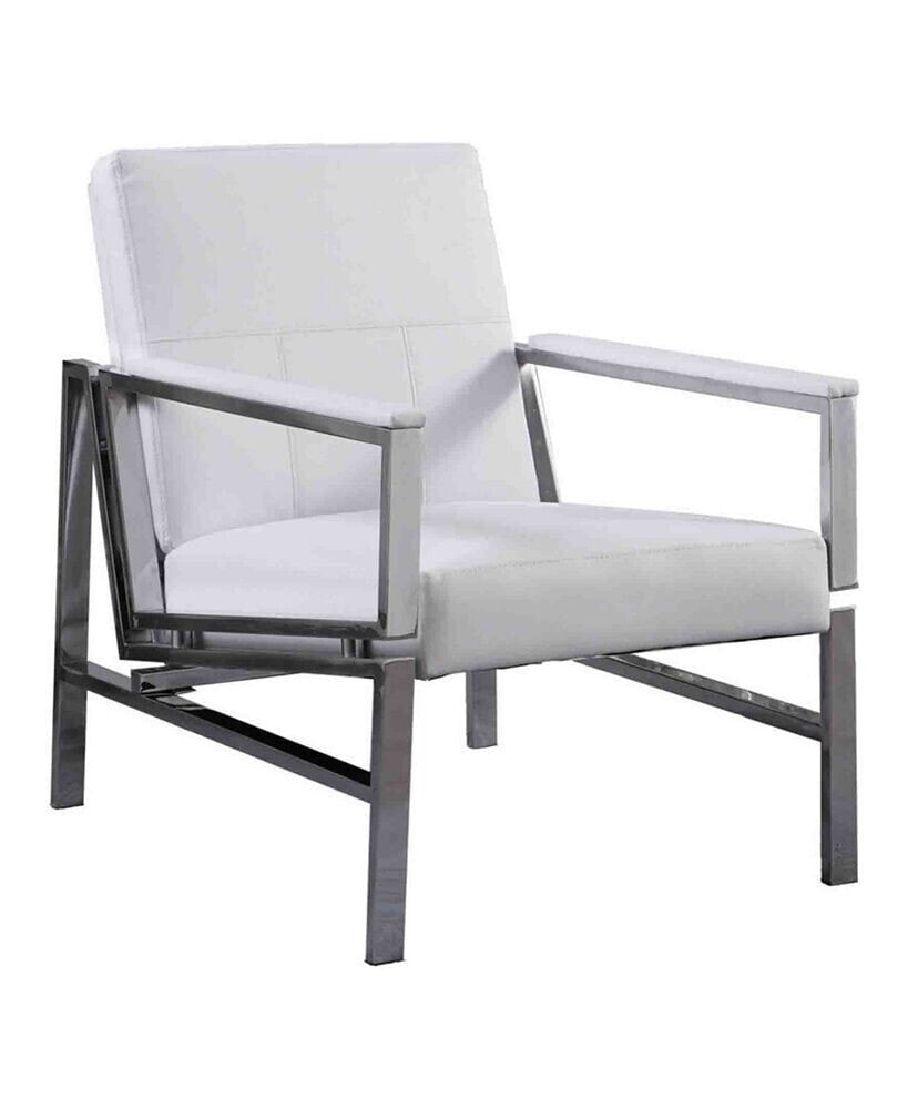 Fifth Avenue Faux Leather and Stainless Steel Accent Chair