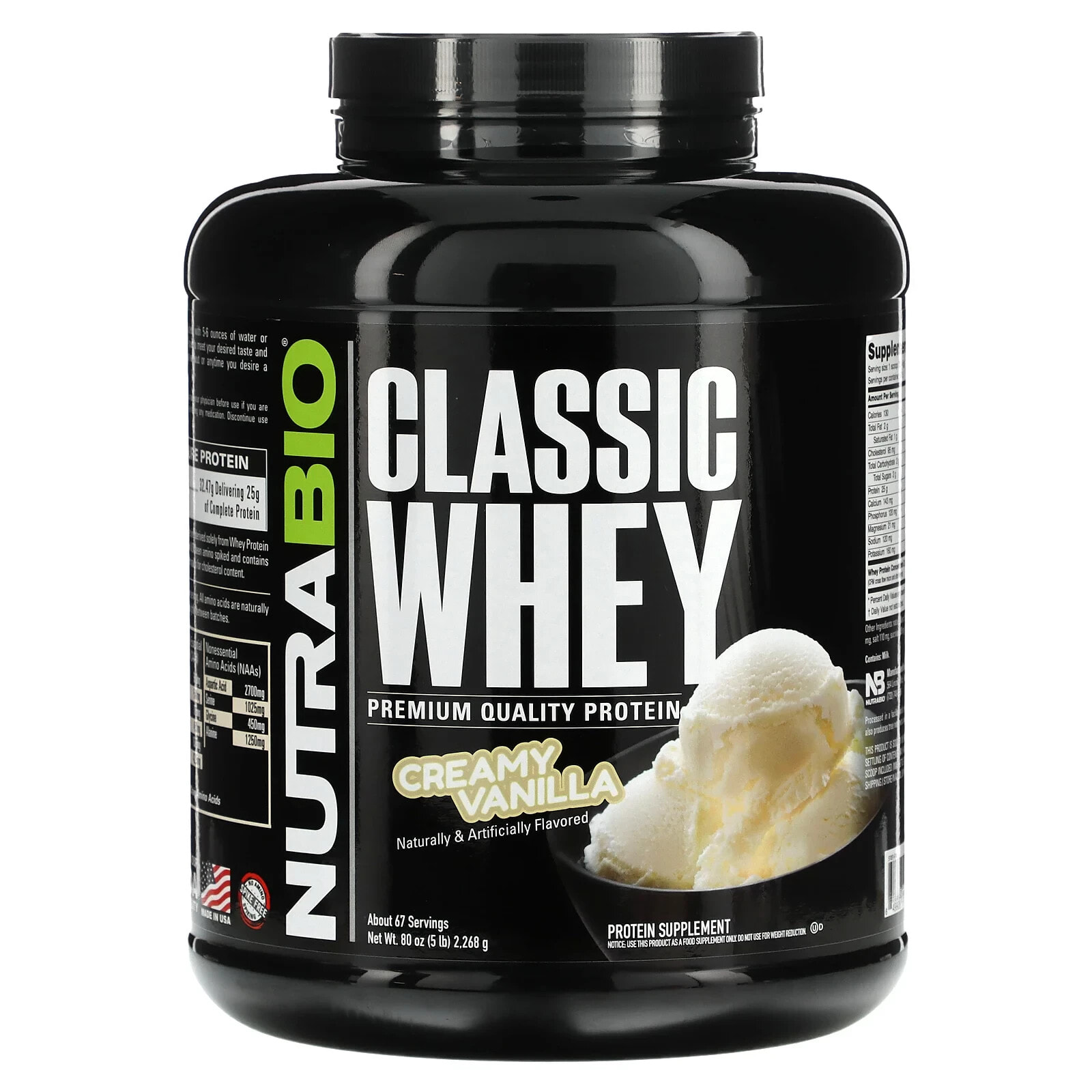 Nutrabio Labs, Classic Whey Protein, клубничное песочное печенье, 2268 г (5 фунтов)