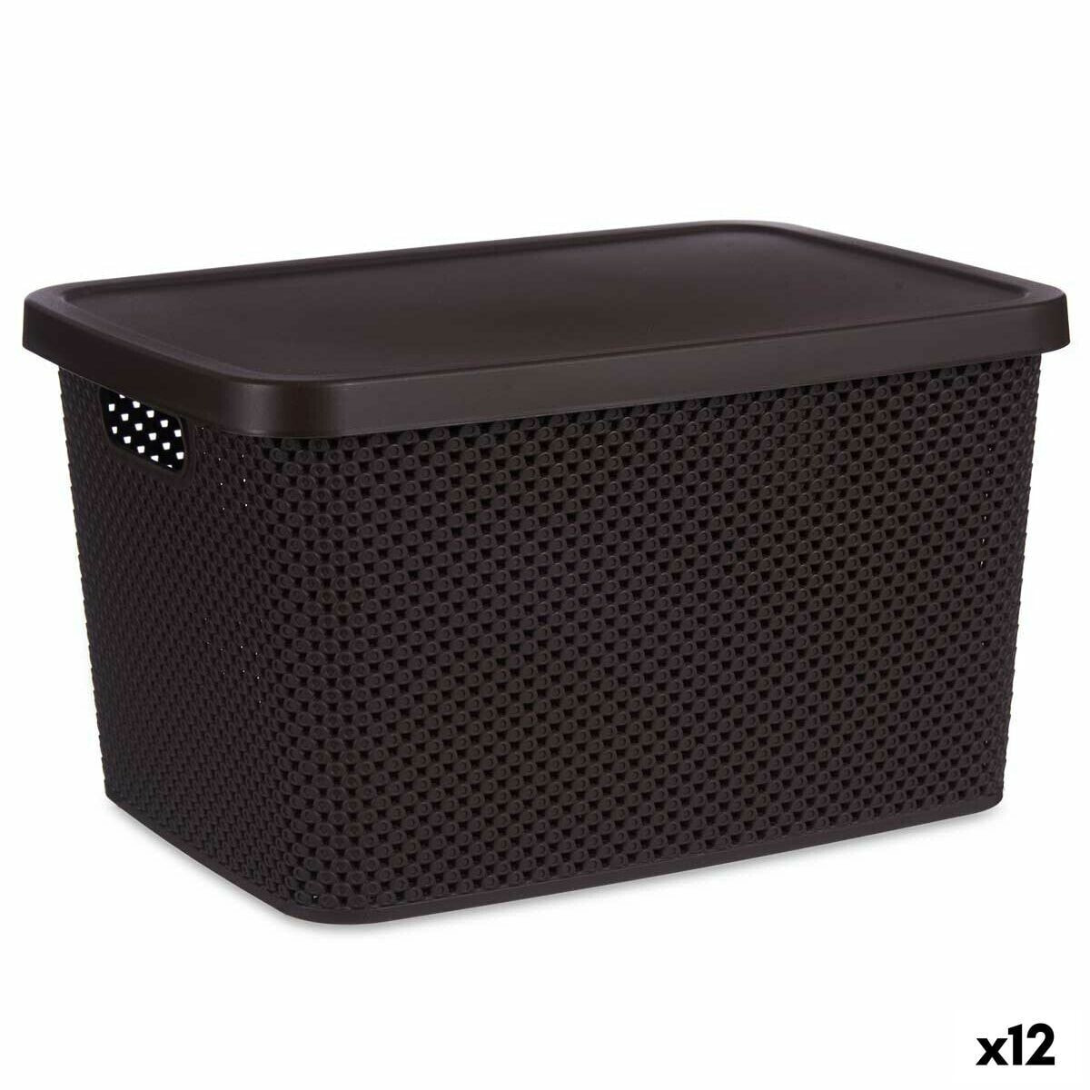 Storage Box with Lid Brown Plastic 19 L 28 x 22 x 39 cm (12 Units)