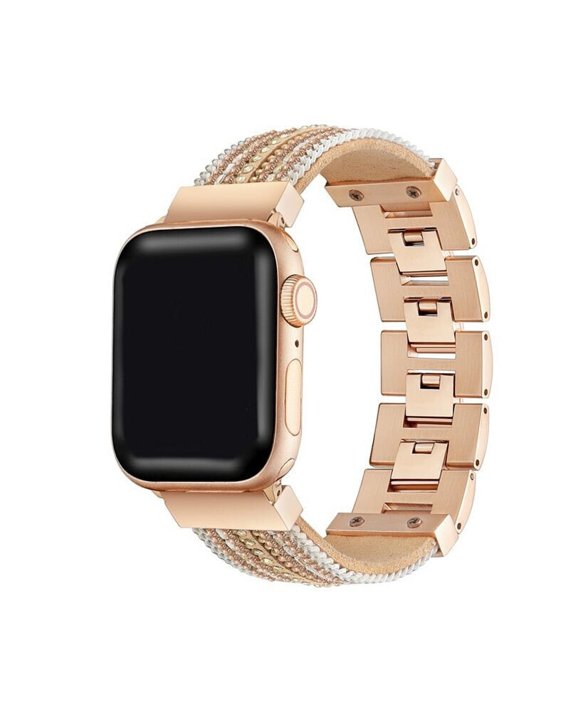 Posh Tech men's and Women's Gold-Tone Brown Jewelry Band for Apple Watch 38mm