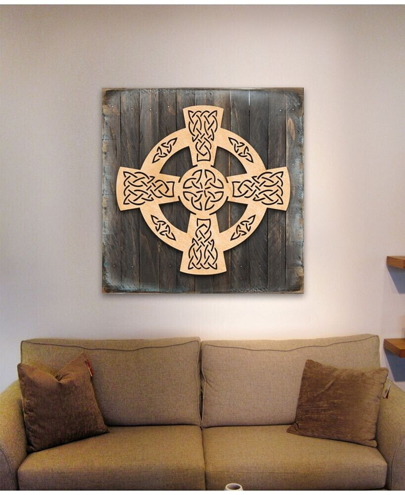 Celtic Wheel Cross Wood Box S