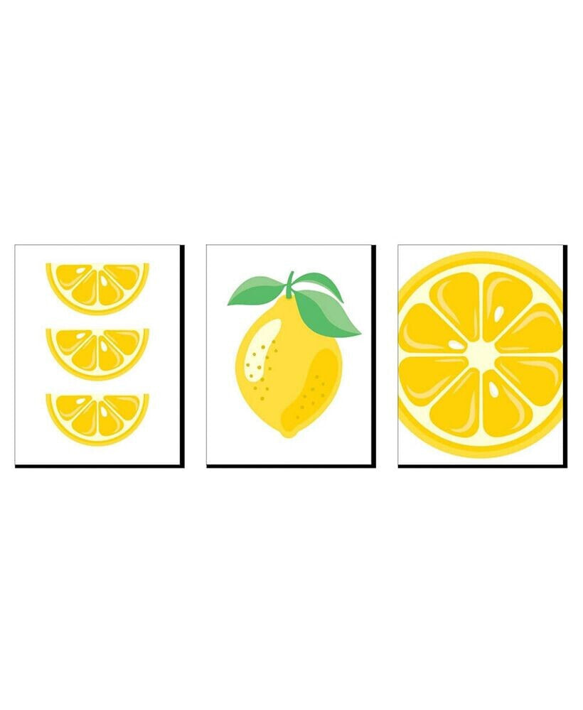 Big Dot of Happiness so Fresh - Lemon - Citrus Wall Art Room Decor - 7.5 x 10 inches Set of 3 Prints