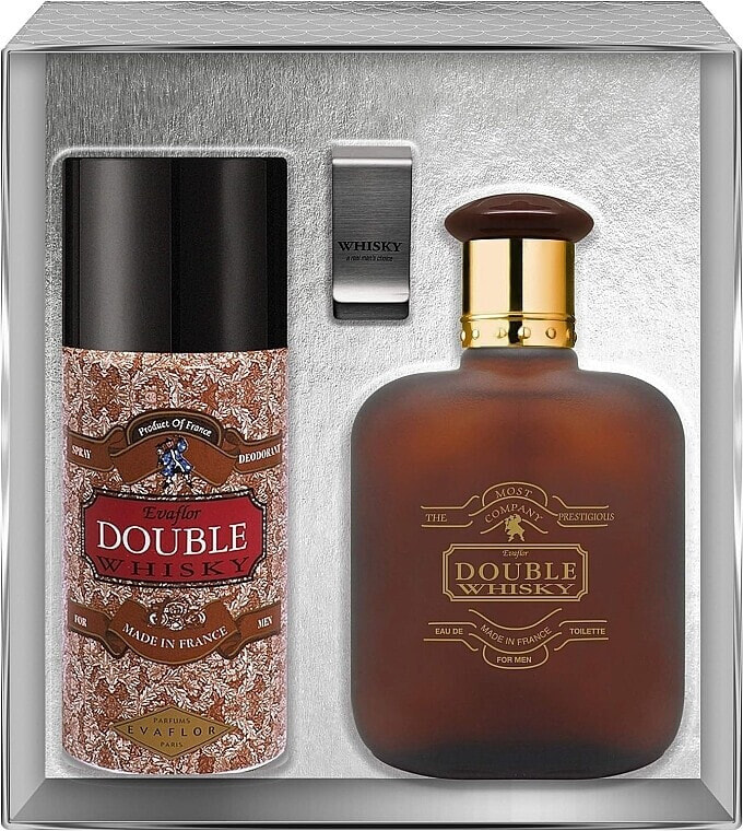 Evaflor Double Whisky - Duftset (Eau de Toilette 100ml + Deospray 150ml + Geldscheinklammer)