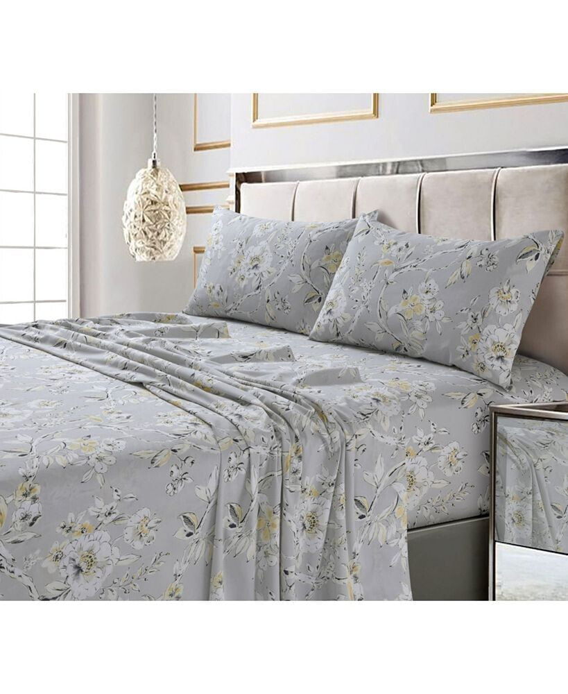 Tribeca Living colmar Printed 300 Thread Count Cotton Sateen Extra Deep Pocket Sheet Set Twin XL Sheet Set