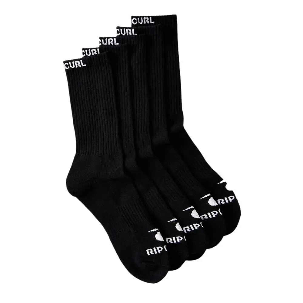 RIP CURL Brand Crew Socks 5 Pairs