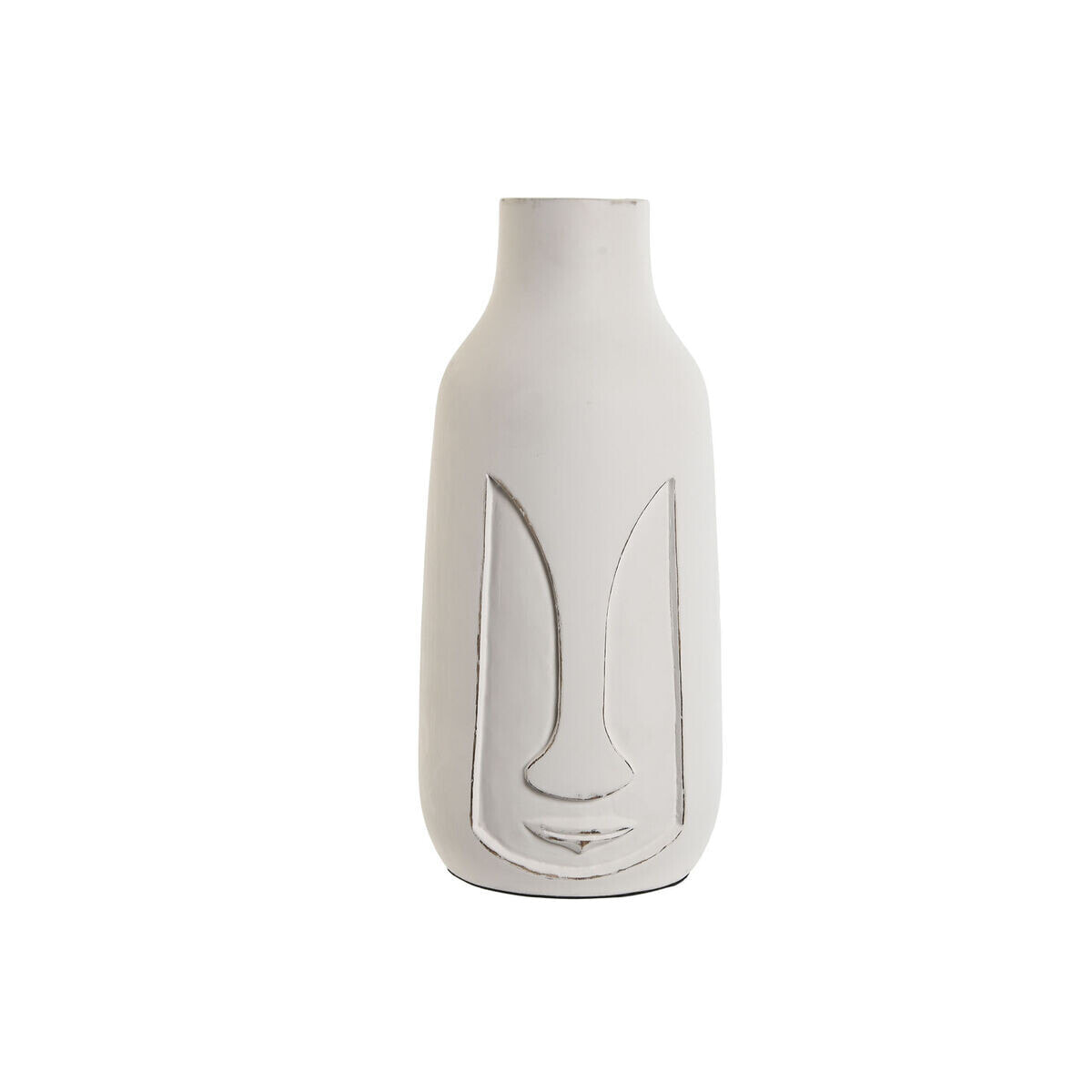 Vase Home ESPRIT White Mango wood Modern Face 15 x 15 x 30 cm