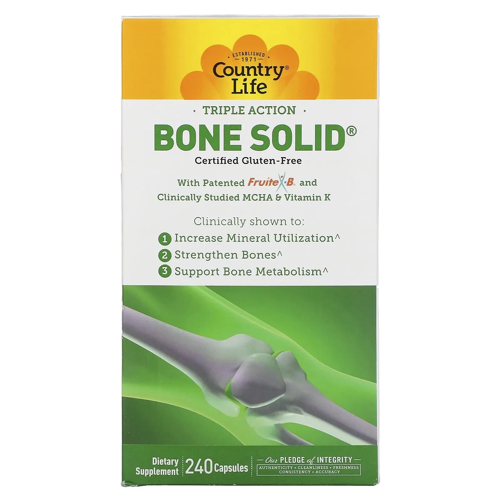 Кантри Лайф, Triple Action Bone Solid, 240 капсул