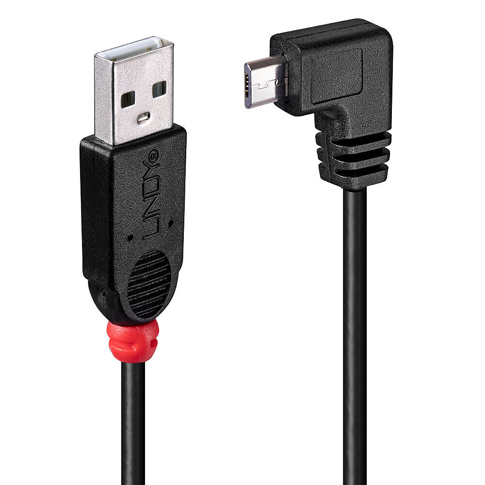 Lindy 0.5m, USB 2.0 A/Micro USB B, 90°, M/M USB кабель 0,5 m USB A Micro-USB B Черный 31975