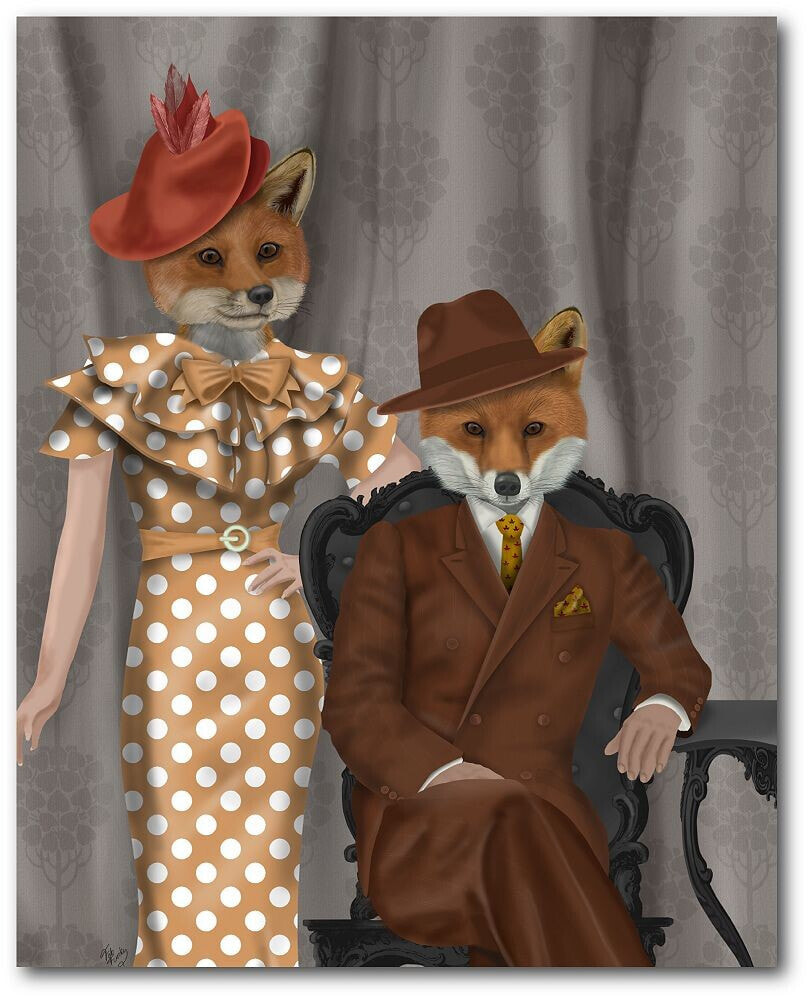 Courtside Market fox Couple 1930s Gallery-Wrapped Canvas Wall Art - 16