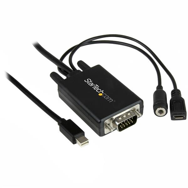 StarTech.com MDP2VGAAMM2M видео кабель адаптер 2 m Mini DisplayPort VGA (D-Sub) + 3,5 мм Черный