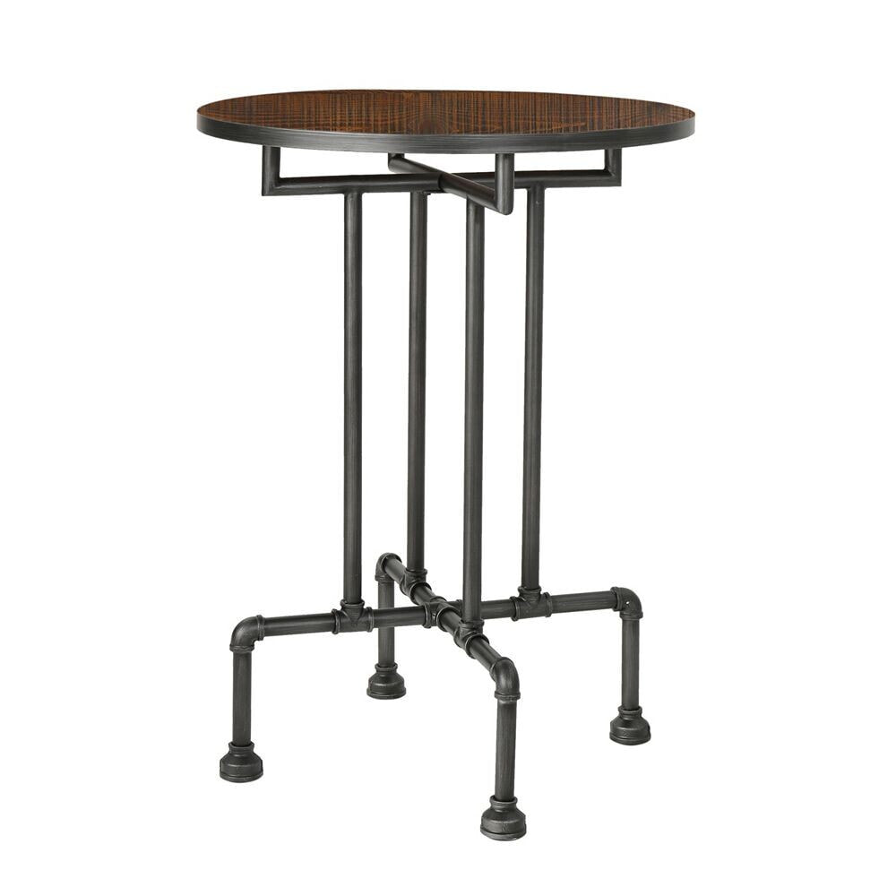 Noble House westleigh Industrial Faux Wood Bar Table, Dark Brown