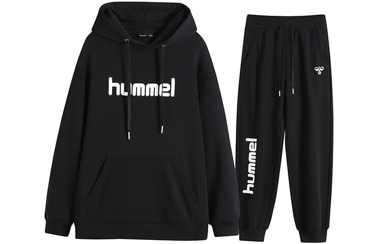 hummel 字母logo连帽卫衣卫裤休闲直筒合身套装 男女同款情侣款 情侣款 / Hummel logo 214PU368-1