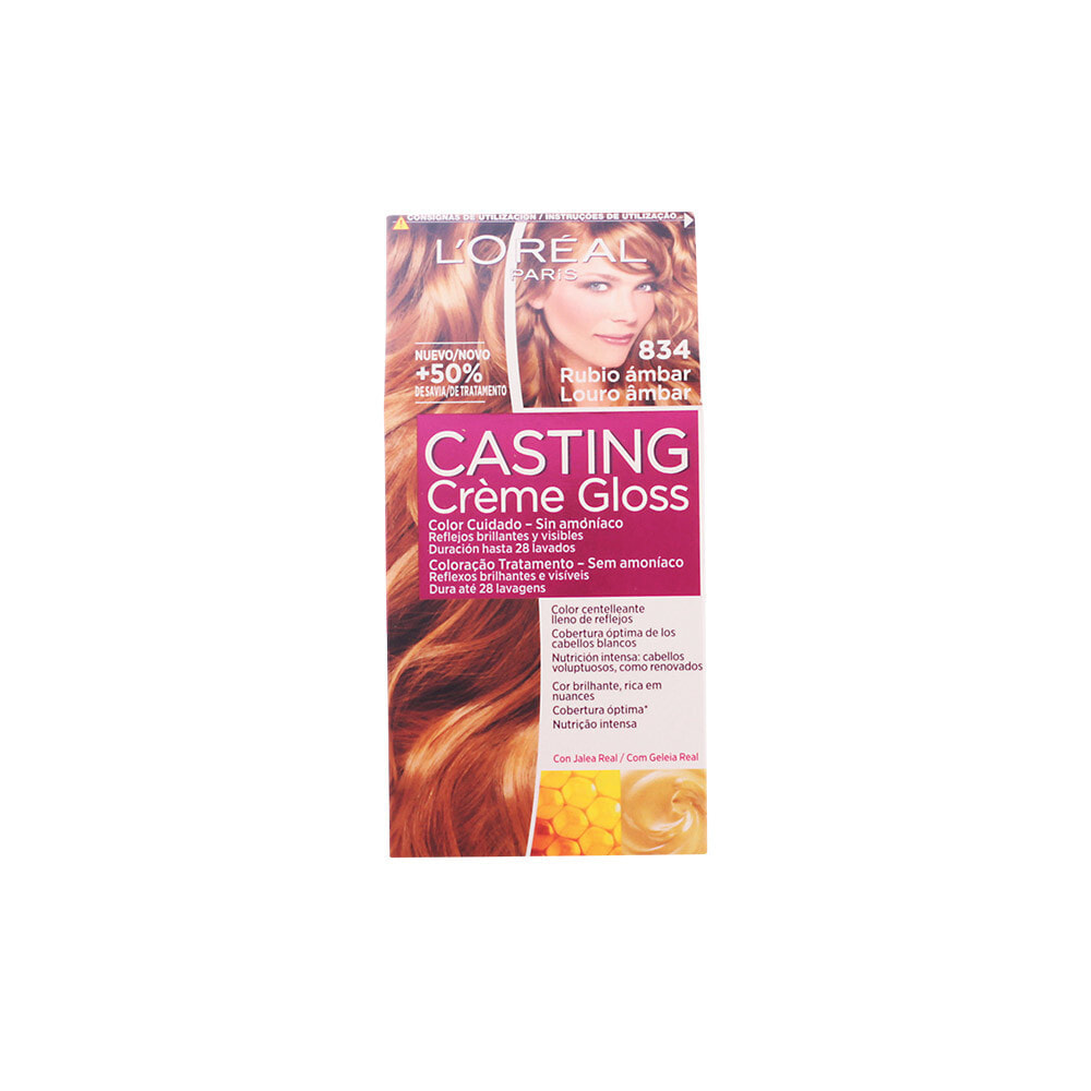 Loreal Paris Casting Creme Gloss Hair Color No.834 Amber Blonde Питательная безаммиачная крем-краска для волос, оттенок янтарный русый