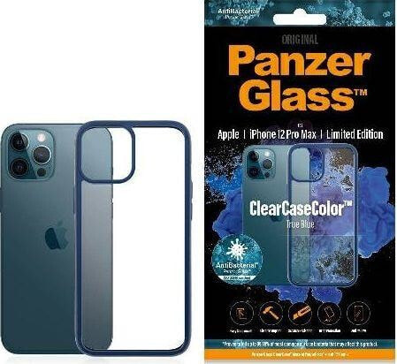 чехол силиконовый прозрачный с синей окантовкой iPhone 12 Pro Max PanzerGlass