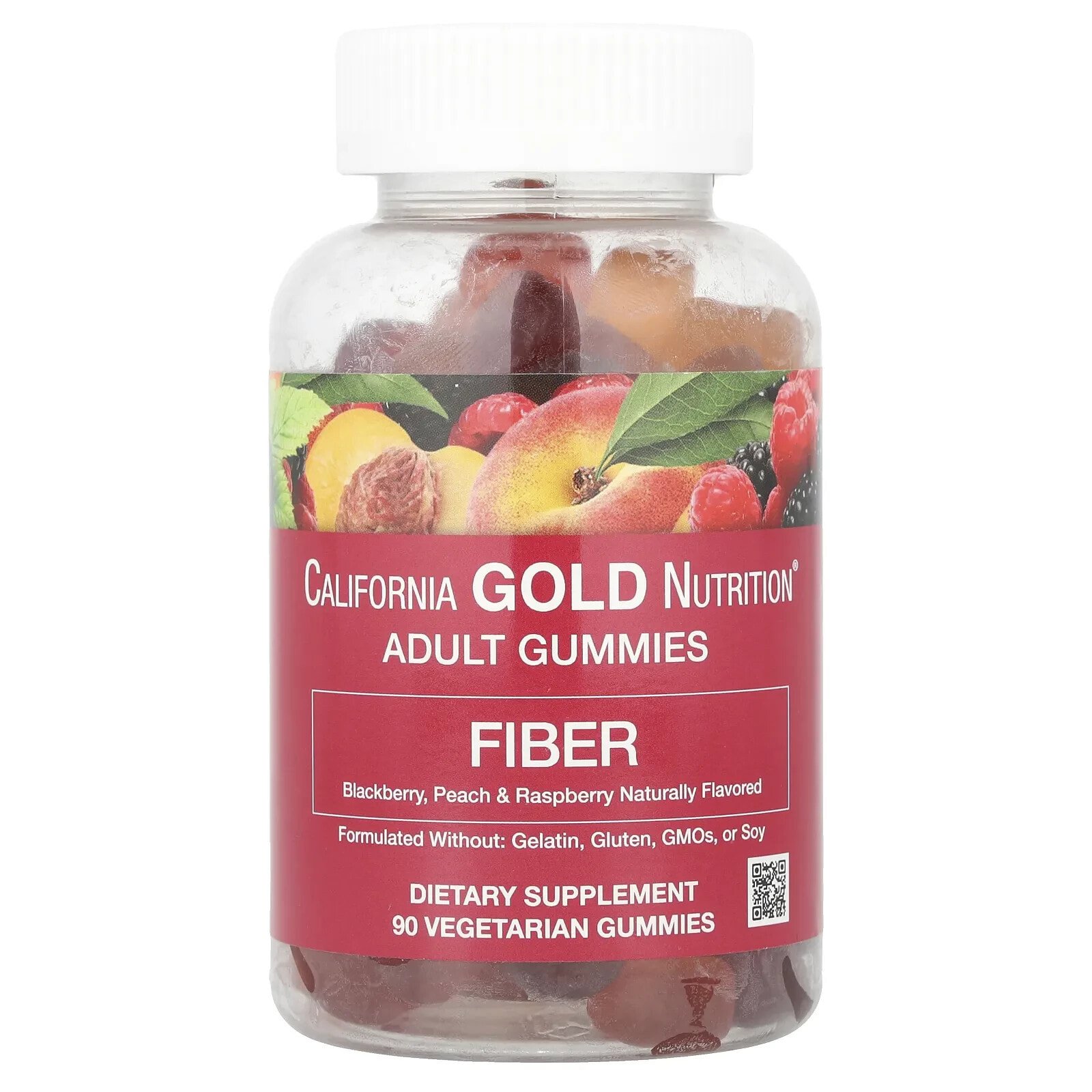 Fiber Gummies, Natural Blackberry, Peach & Raspberry, 90 Vegetarian Gummies